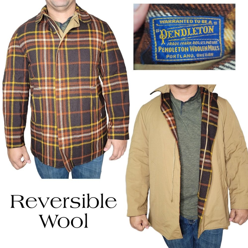 Pendleton Vintage Reversible Wool Plaid Heavy Win… - image 1